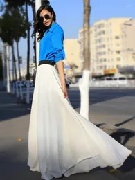 Юбки Супер длинная юбка женская однотонная шифоновая с высокой талией струящаяся полубогемная в пол
