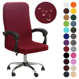 Pokrywa krzesełka okładka biurowa Elastex Stretch Solid Kolor Gra komputerowa Wodoodporna wodoodporna obrońca obrotowy fotela