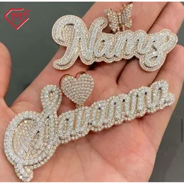 Fabryka Nazwa niestandardowego litera Początkowa Sier VVS Bagieette Moissanite Diamond Hip Hop Icered Out Wiselant