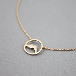 Rose Gold Range Mountain Necklace Women Simple Jewelry Bridesmaid Gift Rostfritt stål Choker Circle Pendant Collare Femme 2020251P