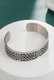 Bangle My Shape Cuff Bangles för män Kvinnor Celtics Knut Spiral Black Silver Color rostfritt stål Armband Retro Viking Jewelry8960625