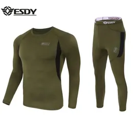 Underpants Outdooor Sports Features Long Sleeve Interior Suit Homme Military Clothes Men Fleece Thermal Sport Underwear Sets Men Pullover