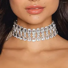 قلادة من choker Stonefans Square Rhinestone Necklace مبالغة في الملحقات