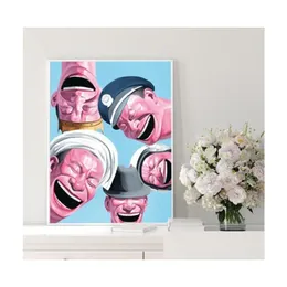 Dipinti su tela Pittura Figura cinese Immagine Yue Minjun Laughing Man Art Poster e stampe Immagini a parete per soggiorno9098868 Dhgbf