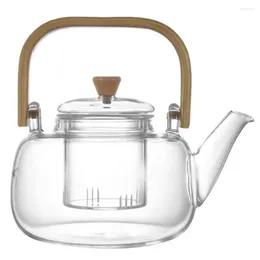 Servis uppsättningar av glasslockad te vattenkokare transparent pottenbryggning med handtag