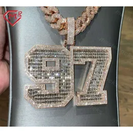 Anpassad bit 97 Pendant Sier VVS Baguette Iced Out Pass Diamond Tester Letter Moissanite Hip Hop Pendants