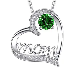 Ожерелья с подвесками Sier Diamond Mom Heart Ожерелье Love Fashion Jewelry Подарок на День матери Will And Sandy Drop Delivery Подвески Dhczk