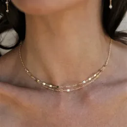 14K Gold gefüllte Stapelkette, Choker-Halskette, zierliche Goldkette, anlaufgeschützter Schmuck, Boho-Halskette für Frauen 231229