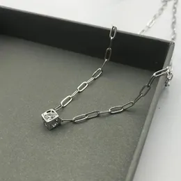 Cubo quadrato in argento sterling 925 con collana di diamanti Francia Parigi Collana classica da donna Dinhvan Regalo di nozze 231229