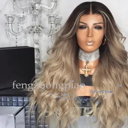 الباروكات FZP OMBRE طويلة الجسم متموج محاكاة شعر مستعار بشعر بشري البرازيلي أفضل الأفرو غريب الأطوار الكامل الكامل