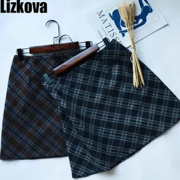 Capris Lizkova Winter 2020 Plaid Vintage Start Skirt Women Harajuru Style High Waist Aline Mini Jupes YYD1855