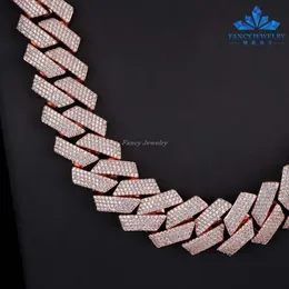 목걸이 Moissanite Chain Custom Made Made Rose Gold Jewolry Gold Plated Cuban Links def VVS 도매 모든 크기 라운드 쿠바