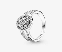 100 925スターリングシルバースパークリングダブルハローリング女性のための結婚指輪ファッションジュエリー2278861