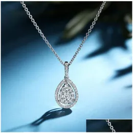 Pendant Necklaces Water Drop Cubic Zirconia Necklace Womens Diamond Ing Women Fashion Jewelry Will And Sandy Gift Delivery Pendants Dh1Sn