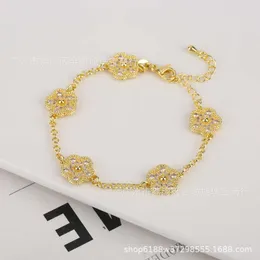 Designer di gioielli Bracciale di lusso Catena a maglie VCF Caleidoscopio Bracciale in oro 18 carati Van Clover con cristalli scintillanti e diamanti Regalo perfetto per donne e ragazze 8BJU