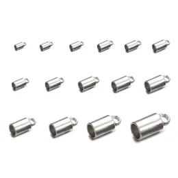 50PCS 15 Sizes Chain Cord Crimp end Beads Stainless Steel Bucket Cord Crimp End Caps Fasteners for Jewelry DIY Making Accessories 268Z