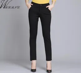WMWMNU Kobiety Spodnie Worka Zużycie swobodne sprężyny czarne spodnie ołówkowe plus rozmiar 4xl żeńskie slim spodnie sprężyste pantelony Mujer T2001036783410