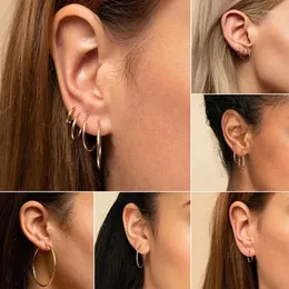 Hoop örhängen guldfärg rund cirkel för kvinnor män 3/4/5/6/7cm öron genomträngande små stora örhängen smycken grossist droppe