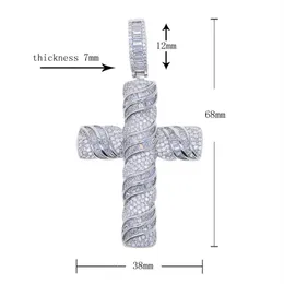 Neue Stile Silber Kreuz Anhänger Halskette mit CZ gepflastert Hip Hop Halsketten Schmuck mit Seilkette Tennisketten für Damen Herren Punk S257G