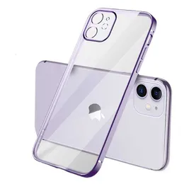 iPhone 15 Pro Max 14 Plus 13 Mini 12 11 도금 전기 도금 렌즈 보호 충격 방지 투명 명확한 소프트 TPU 고무 실리콘 클리어 CA 용 휴대 전화 케이스 케이스