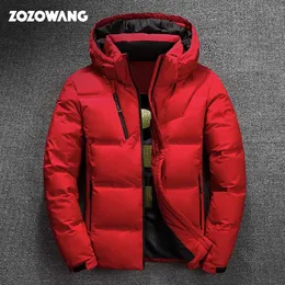 Zozowang hochwertige weiße Ente dicke Down Jacke Männer Mantel Schneeparkas Männlich warmes Kapuzenkleidung Winter Down Jacket Außenbekleidung 231229