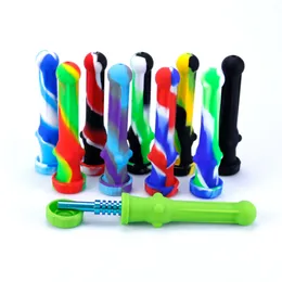 14mm Silicone Smoking Hand Pipe NC Kit With Stainless Steel Quartz Nail Tip Straw Dab Oil Rigs Camouflage Patterned Water Pipes Accessories