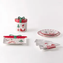 Assiettes couverts de noël, assiette en céramique, plateau à vaisselle, pot de rangement à domicile, niveau d'apparence élevé, plat