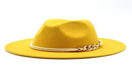 Wide Brim Hats Women Men Wool Felt Jazz Fedora Panama Style Cowboy Trilby Party Formal Dress Hat Large Size Yellow White 5860CM a4037557