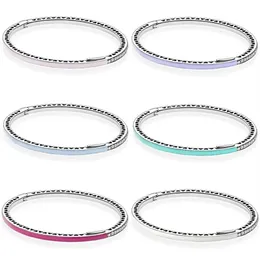 Original Multicolor Radiant Hearts with Cubic Zirconia Bangle Fit Fashion 925 Sterling Silver Armband Bead Charm DIY Jewelry 22042231