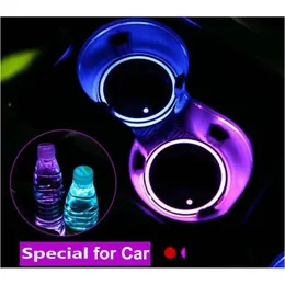 Dekorativa lampor LED CAR CUP MAT Atmosfär för alla bilar RGB USB-laddningskoppar Pad Interiör Atmosfärslampa Drop Delivery Mobiles M DHP69