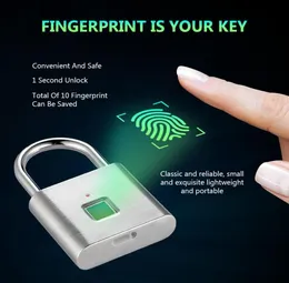 Замок отпечатков пальцев Цифровой дверной замок candado huella Smart Security Keyless USB перезаряжаемый замок с саморазвивающимся чипом Y200404046798