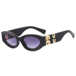 Miu 선글라스 패션 안경 타원형 프레임 디자이너 선글라스 여성 반 방사 방사선 UV400 편광 렌즈 남성 레트로 안경 선물