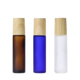 Partihandel 10 ml Amber Blue Clear Frosted Glass Roll på flaskan Essential Oil Parfym Bottle Travel Dispenser Bottle Steel Roller Ball 12 LL