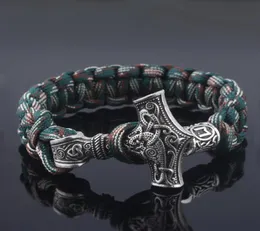 قديمة Norse Viking Men Bracelets Paracord Amulet Runes Beads Hand Made Rope Wrap Barkles Digandavian Gift3523677047317