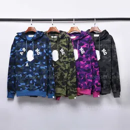 Designer hoodie för mens bapes hoodie streetwear jackets brev tryckt kamouflage cardigan jacka sport casual topp huvtröja shark hoodies män kläder