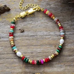 Strand Bohemia Colorful Natural Stone Beads Pearl Statement Bracelet Handmaded Woman Designer Spiritual Chakra Jewelry