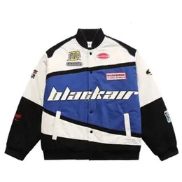 Retro Racing Jacke für Männer High Street Motorrad Taktische Militärjacke Frühling Frauen Farblich Passenden Baseball Mantel 231229