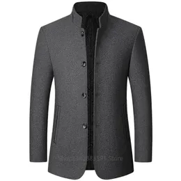 Осенне-зимнее шерстяное пальто в британском стиле, однотонное мужское шерстяное пальто средней длины, деловое пальто мужское 231229