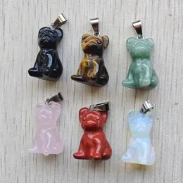 Pendant Necklaces Fashion Good Quality Natural Stone Mixed Dog Shape Pendants For Jewelry Making 6pcs/lot Wholesale