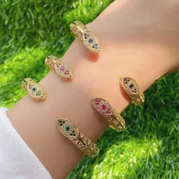 Bangles 3 pçs 2021 nova moda banhado a ouro jóias de olho luxuoso ajustável delicado feminino zircônia cúbica manguito pulseira