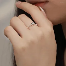 Bagues de cluster Karachis Style Instagram japonais et coréen Pure Silver 925 Bague pour femme Rétro Simple Bracelet perlé