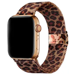 Tillbehör 8st band för Apple Watch 3844mm fran54bd rostfritt stål mesh metall milanese slinge ersättningsband för iwatch 6/5/4/3/2