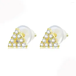 Pendientes colgantes de plata de ley S925, tapones para los oídos de silicona de moda brillante, cuadrado geométrico, estrella, circón, para mujer