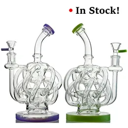 Narguilés Narguilés Vortex Recycler Verre Bong 12 Tube De Recyclage Super Cyclone Narguilé Pipes À Fumer Dab Plate-forme Pétrolière 14mm Joint Bongs D'eau Avec Bo