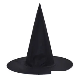 Sombreros de fiesta Mujeres Sombrero de bruja negro para Halloween Oxford Tela Mago Maquillaje Disfraz Prop Peaked Cap Drop Entrega Home Garden Festive S Dhmav