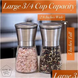 Mills Stainless Steel Salt And Pepper Grinder Adjustable Ceramic Sea Mill Kitchen Tools Drop Delivery Home Garden Dining Bar Dh18M