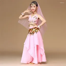 Bühne tragen 5 teile/satz Rosa Stil Kinder Bauchtanz Kostüm Orientalische Bauchtänzerin Kleidung Für Kinder