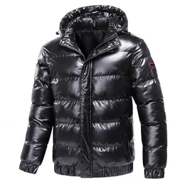 Outono inverno masculino parkas casaco fashionmens com capuz quente para baixo algodão casual outerwear térmico preto bombardeiro jaquetas masculino 231229