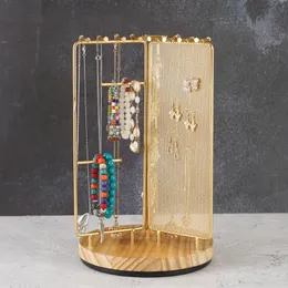 Bracelets Multifunctional Rotatable Jewelry Organizer Earrings Holder Bracelet Necklace Display Stand for Hanging Ear Stud Golden Rack