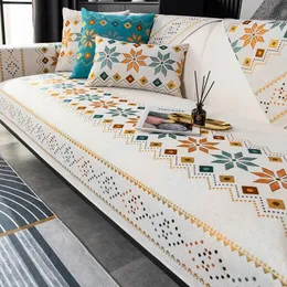 Bohemia Sofa Mat Covers لغرفة المعيشة غير المقطوعة Universal Cushion Slipcovers Pet Kids Couch Decor